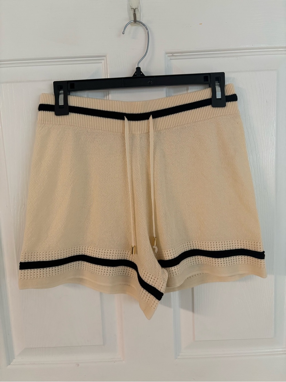 unsubscribed Cream Knit shorts with Black Trim